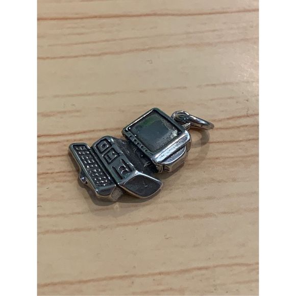 Vintage Desktop Computer Sterling Silver Jewelry Charm - Picture 2 of 5